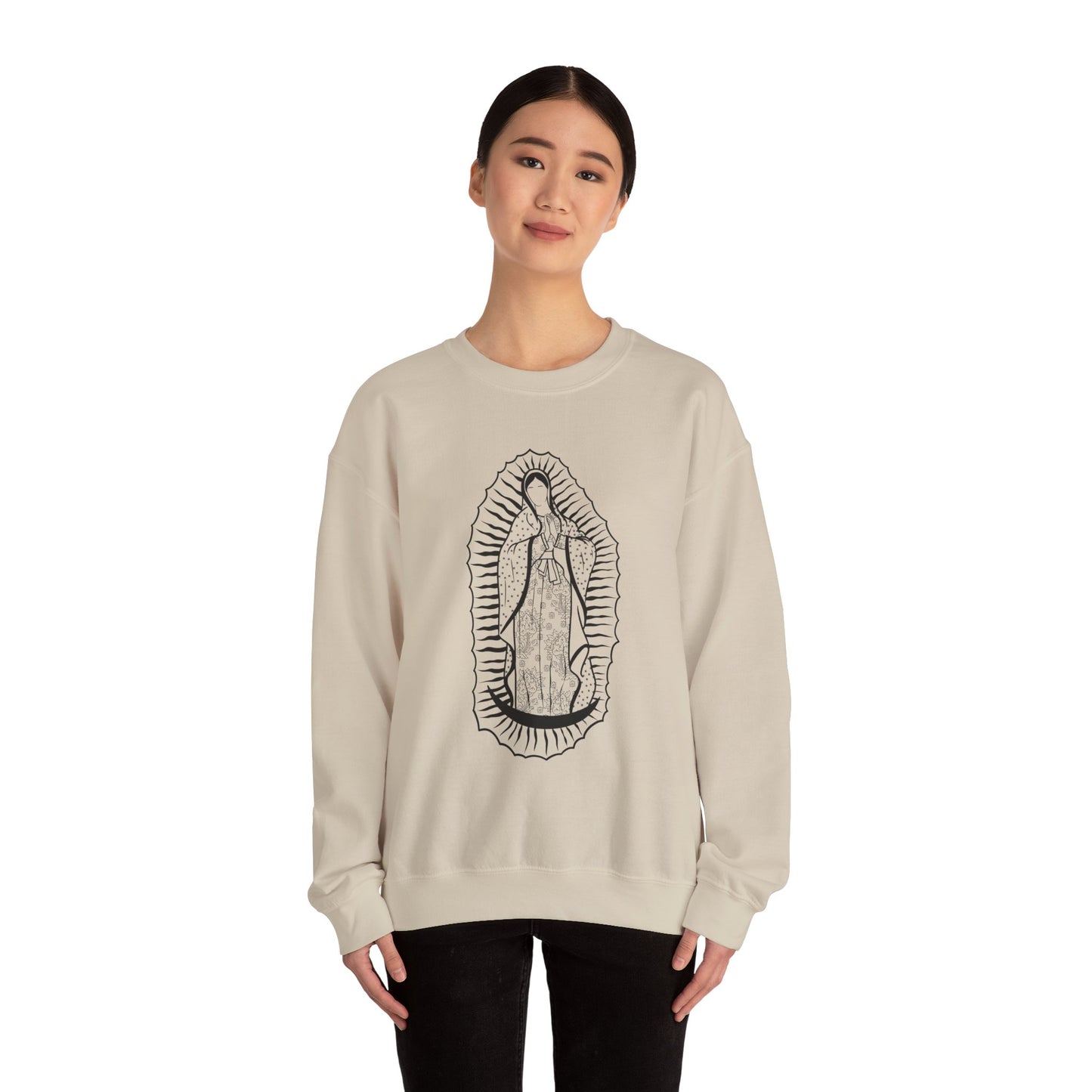 Our Lady of Guadalupe Outline Unisex Heavy Blend™ Crewneck Sweatshirt
