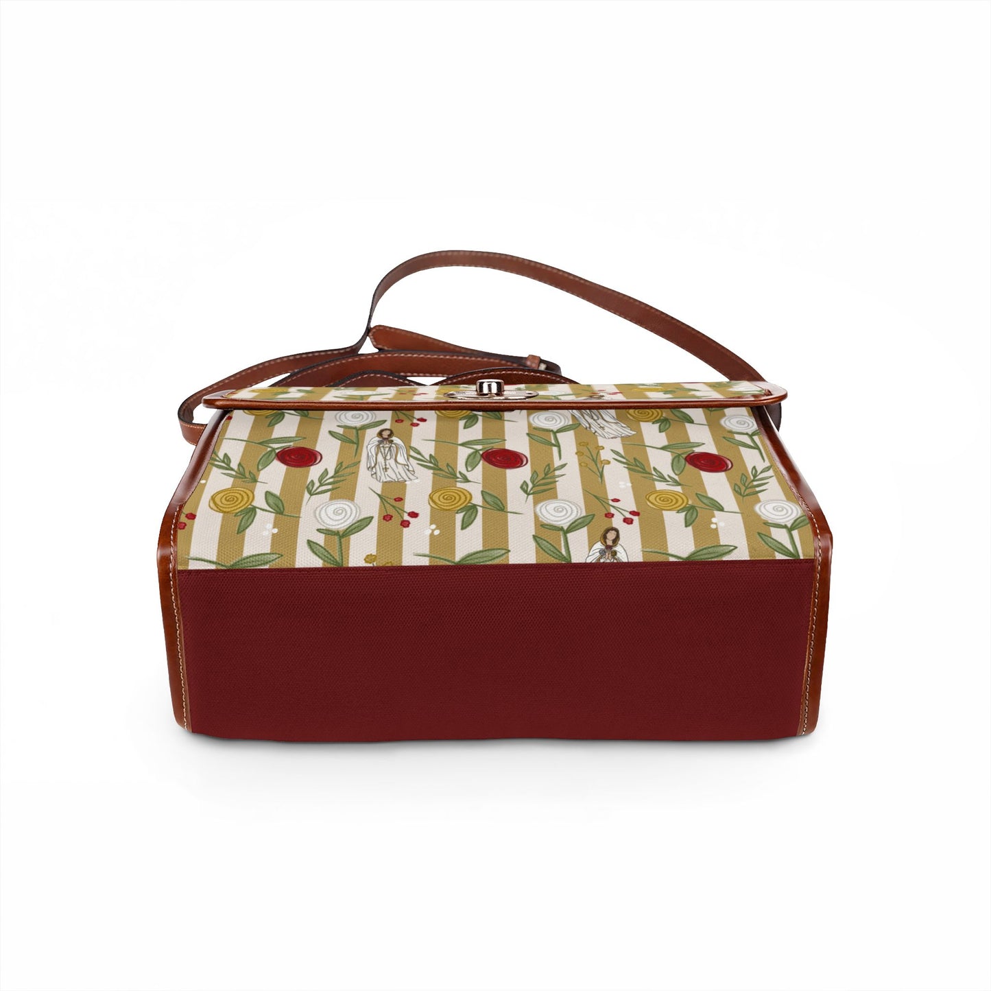 Our Lady of Rosa Mystica Pattern Waterproof Canvas Bag | Floral Handbag