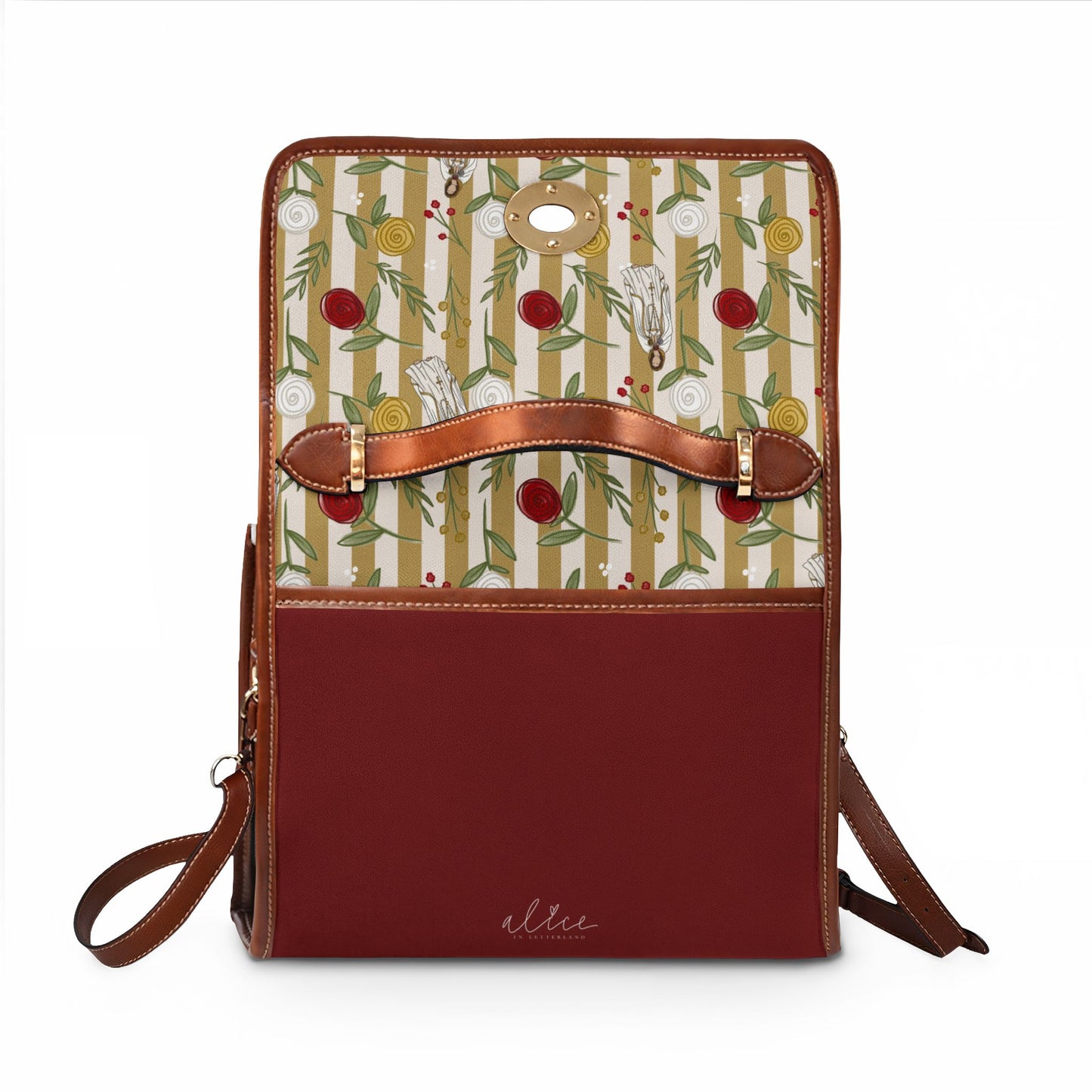 Our Lady of Rosa Mystica Pattern Waterproof Canvas Bag | Floral Handbag