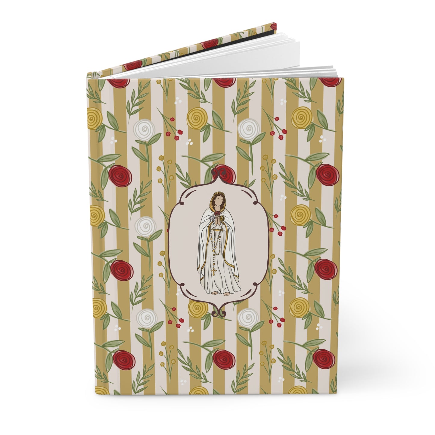 Floral Our Lady of Rosa Mystica Hardcover Journal — Catholic Prayer & Devotional Notebook