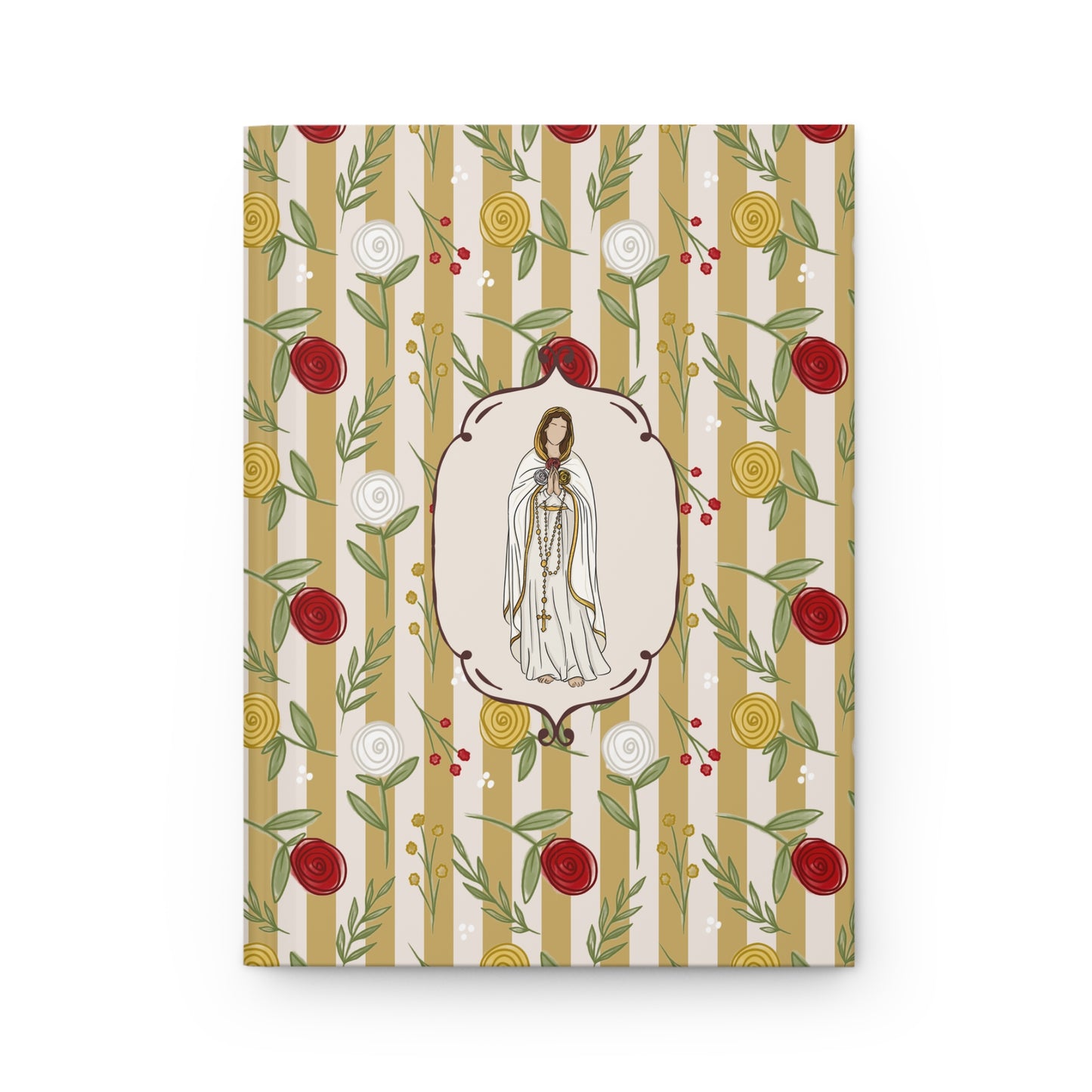 Floral Our Lady of Rosa Mystica Hardcover Journal — Catholic Prayer & Devotional Notebook