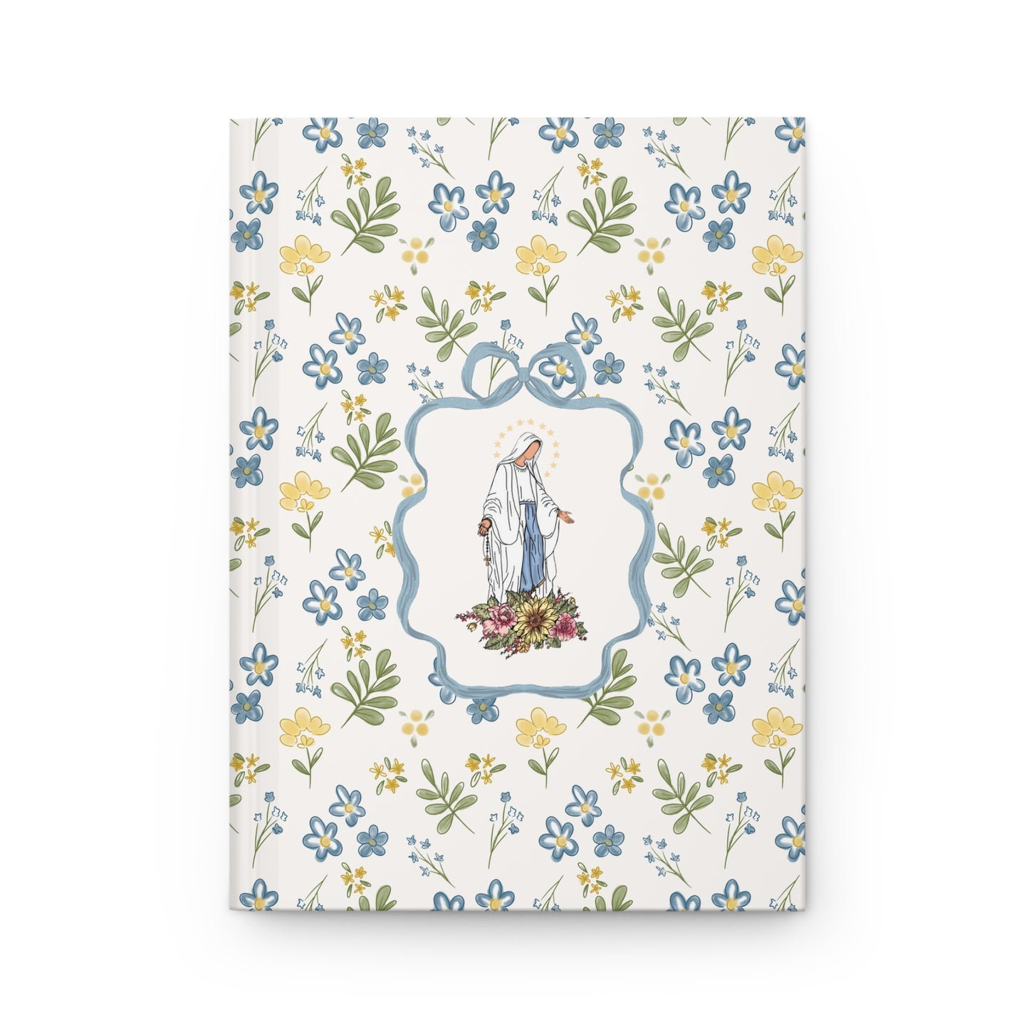 Floral Our Lady of Lourdes Hardcover Journal — Catholic Prayer & Devotional Notebook