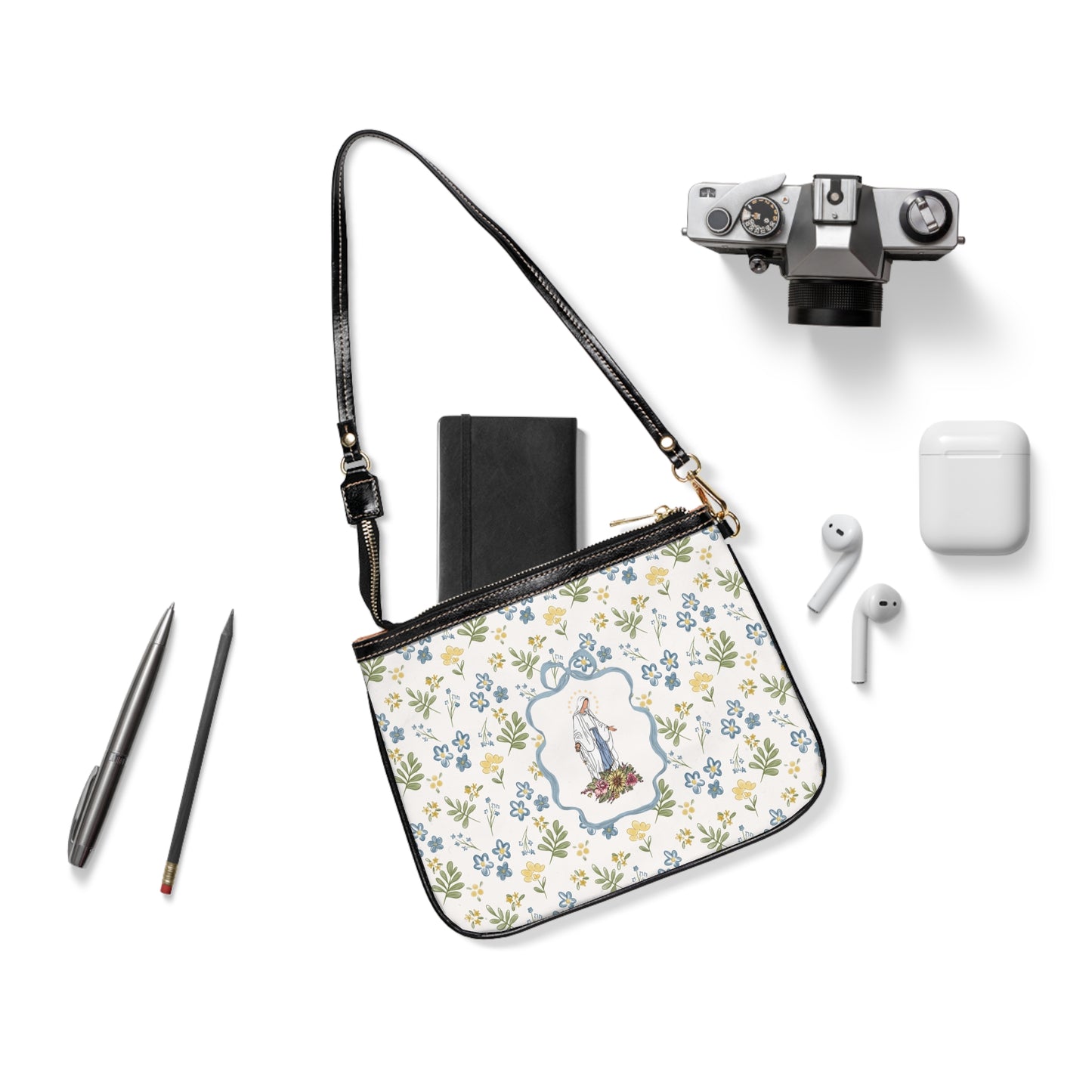 Our Lady of Lourdes Floral Small Shoulder Bag