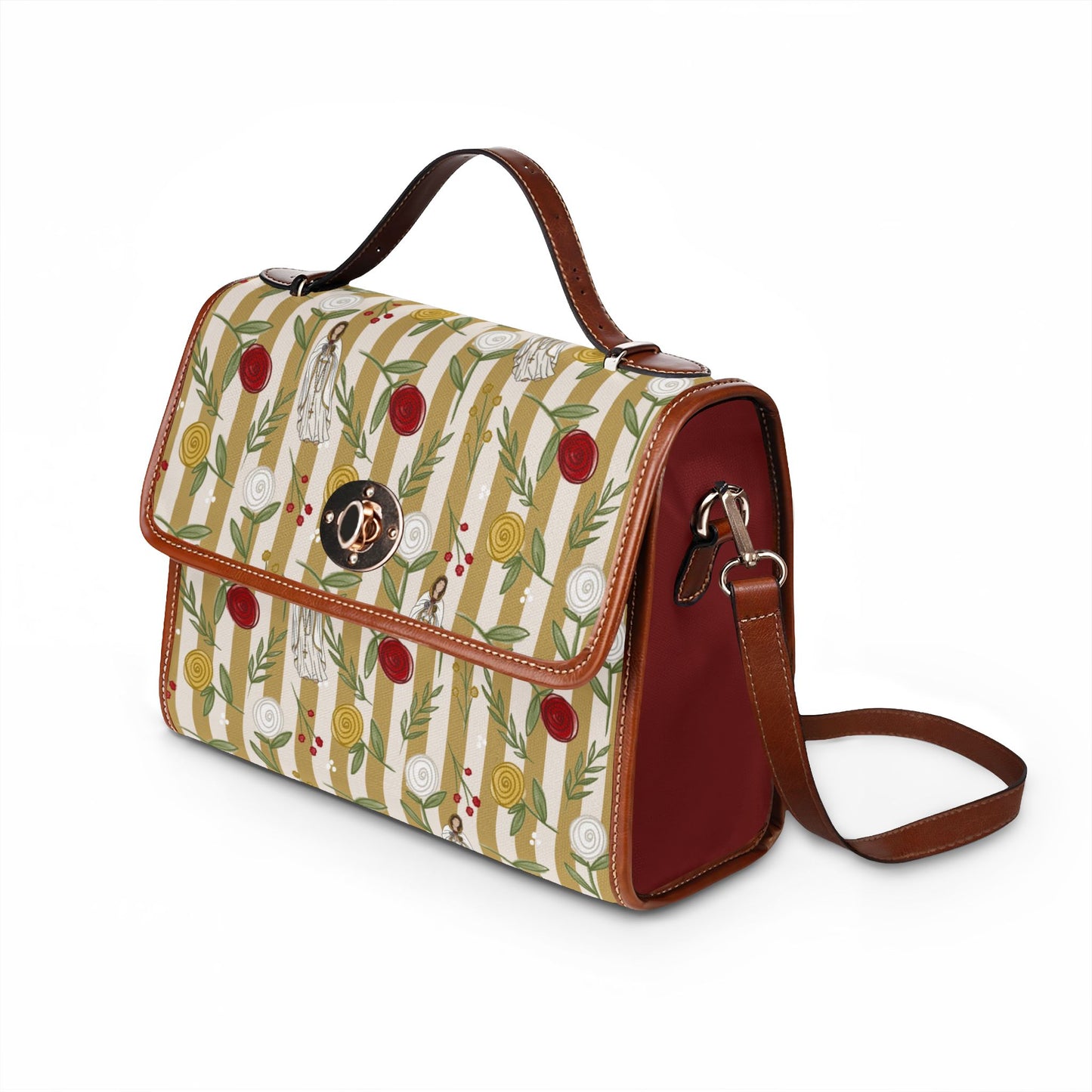 Our Lady of Rosa Mystica Pattern Waterproof Canvas Bag | Floral Handbag