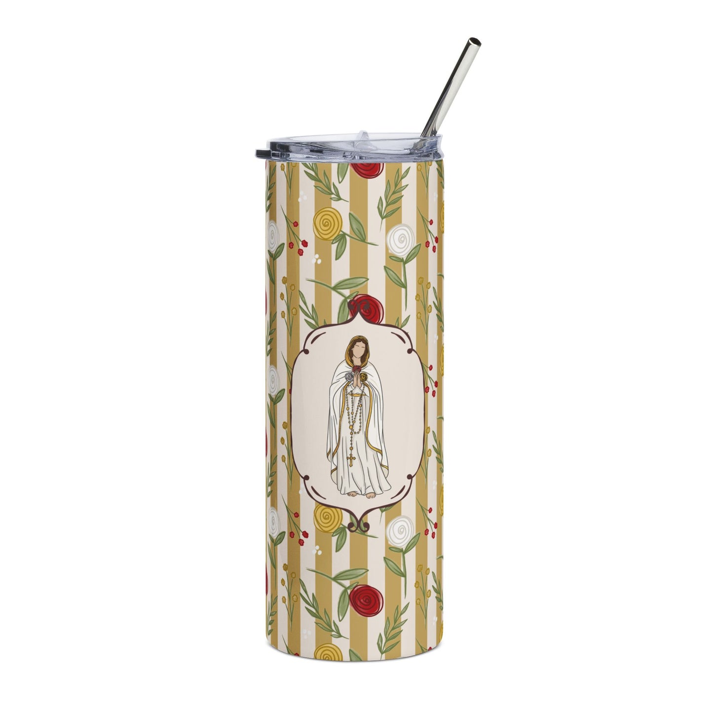 Our Lady of Rosa Mystica Tumbler 20oz | Catholic Religious Design