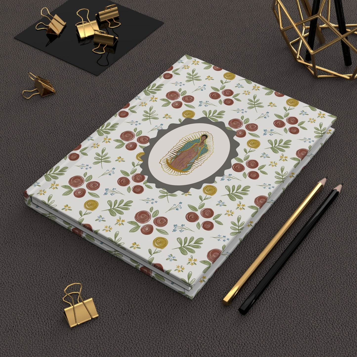 Floral Our Lady of Guadalupe Hardcover Journal — Catholic Prayer & Devotional Notebook
