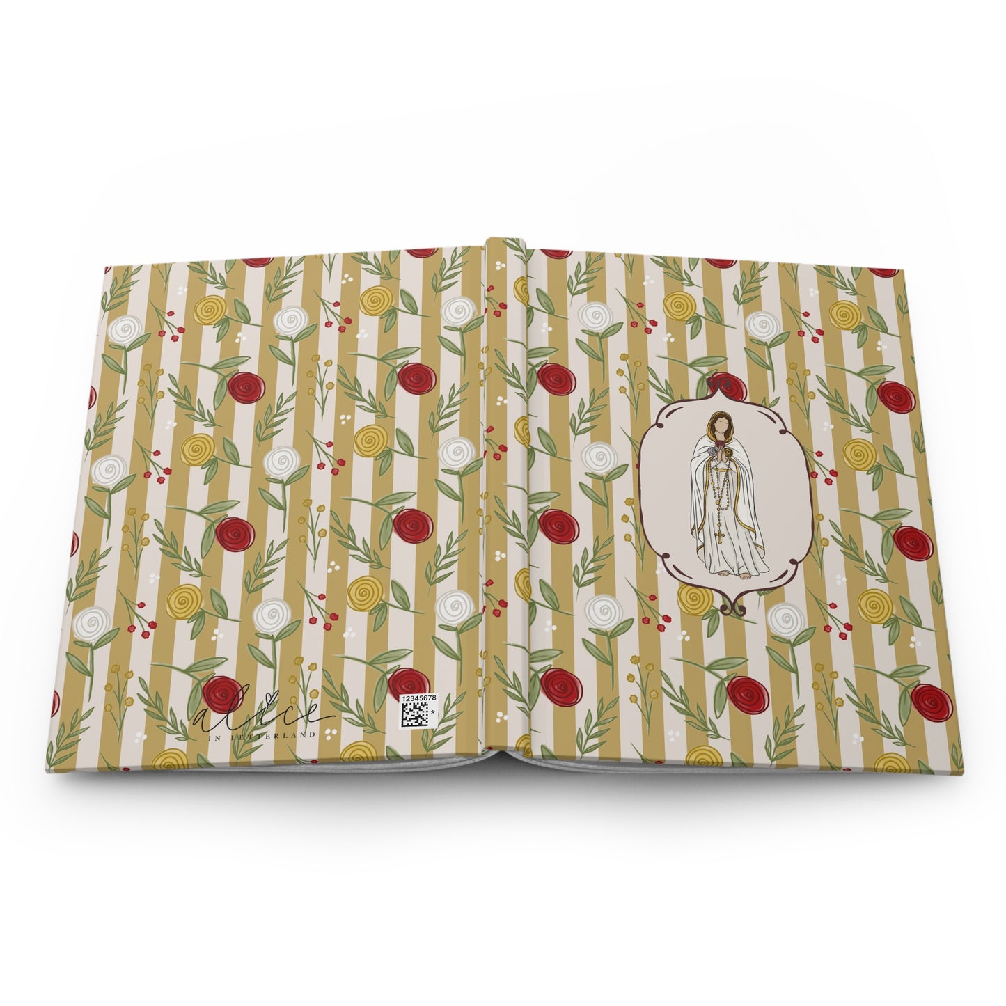 Floral Our Lady of Rosa Mystica Hardcover Journal — Catholic Prayer & Devotional Notebook