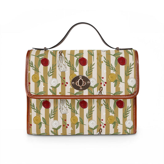 Our Lady of Rosa Mystica Pattern Waterproof Canvas Bag | Floral Handbag