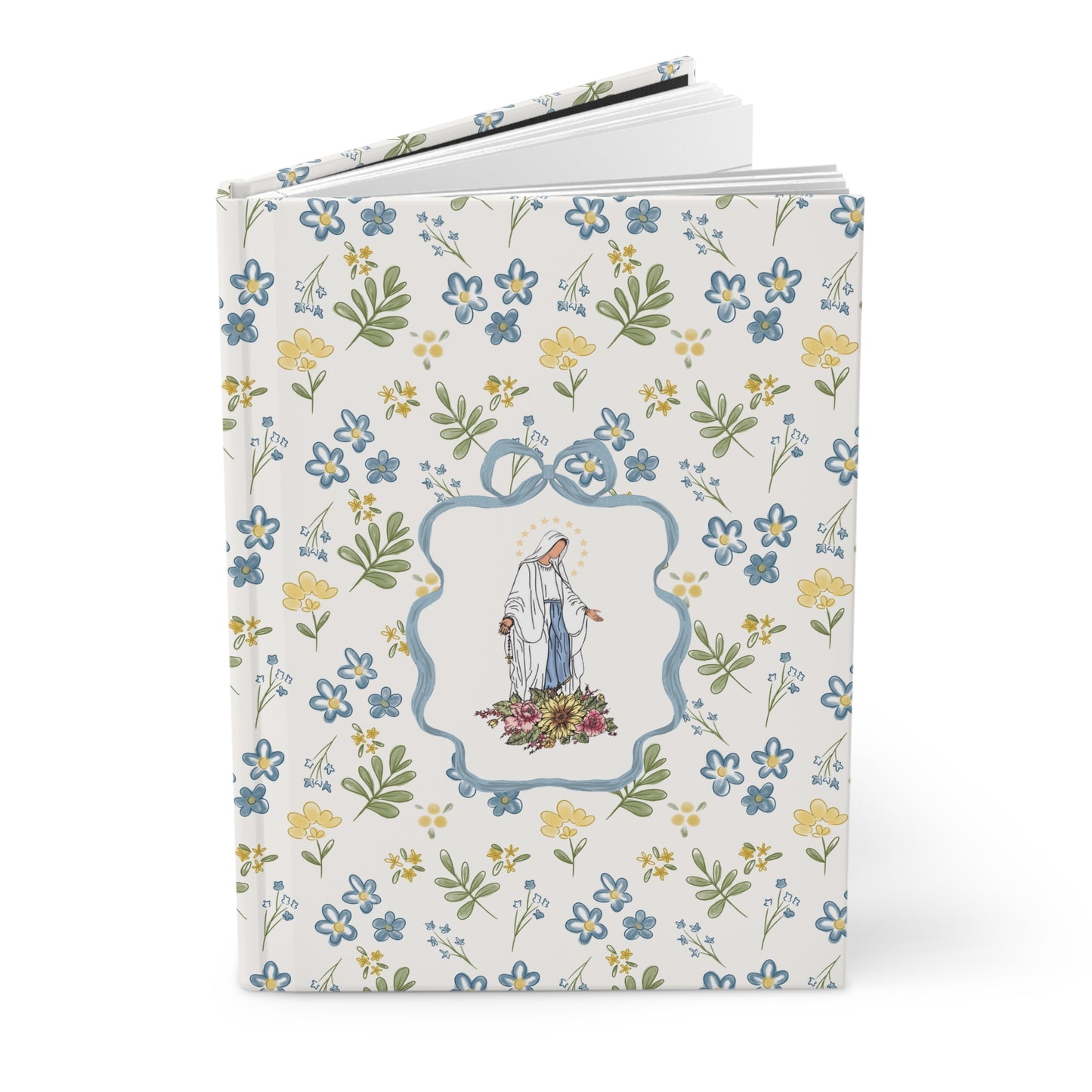 Floral Our Lady of Lourdes Hardcover Journal — Catholic Prayer & Devotional Notebook